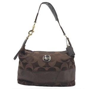 Coach Y2K signature brown stripe hobo